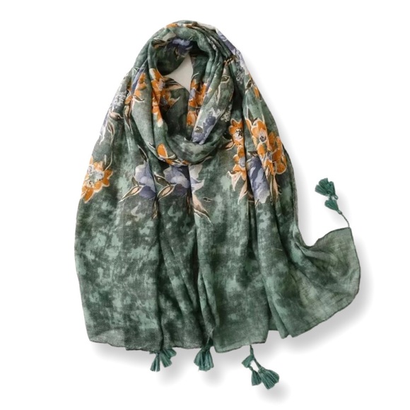 Accessories - ❗️END of YEAR SALE Luxury Tassel Viscose Floral Lightweight Shawl Scarf